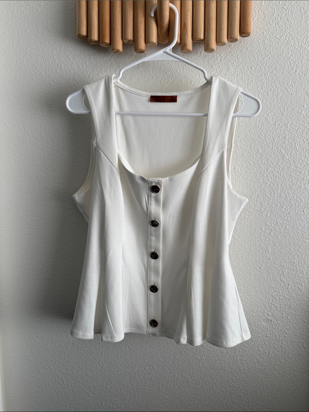 Belldini White Button-Front Flared Tank Top